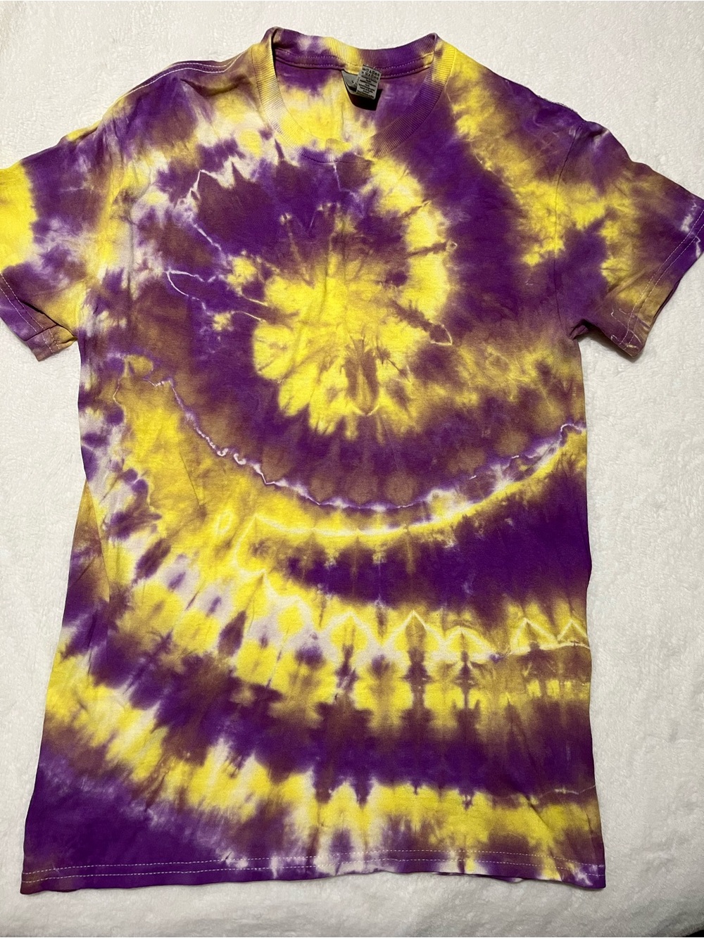 Brand New Tie-Dye Spiral T-Shirt in Purple and Yellow